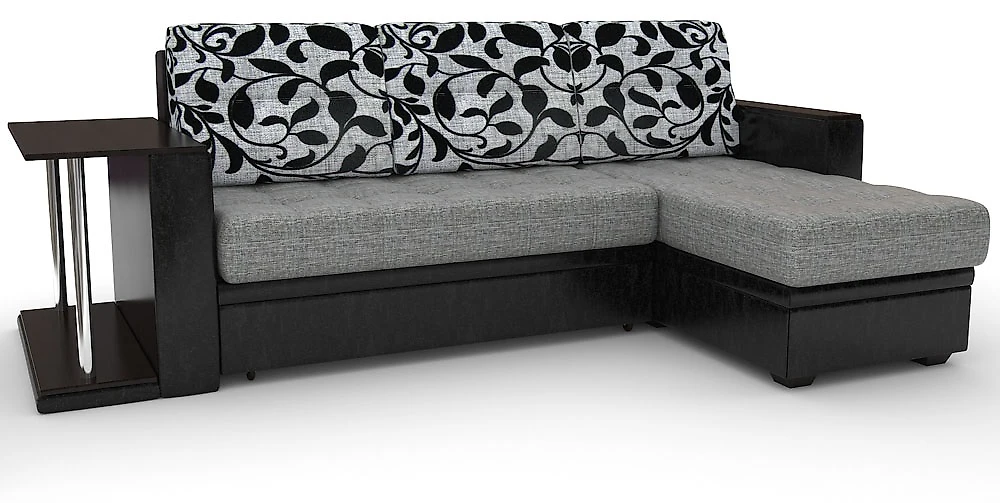 Серый диван кровать Атланта-эконом Грей Флауэрс со столиком