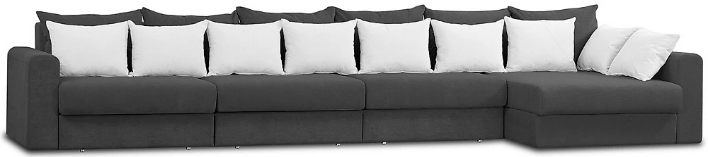 Угловой диван с правым углом Модена-6 Плюш Графит