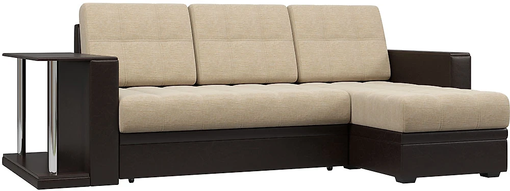 Угловой диван с тумбой Атланта-эконом Сан Браун со столиком