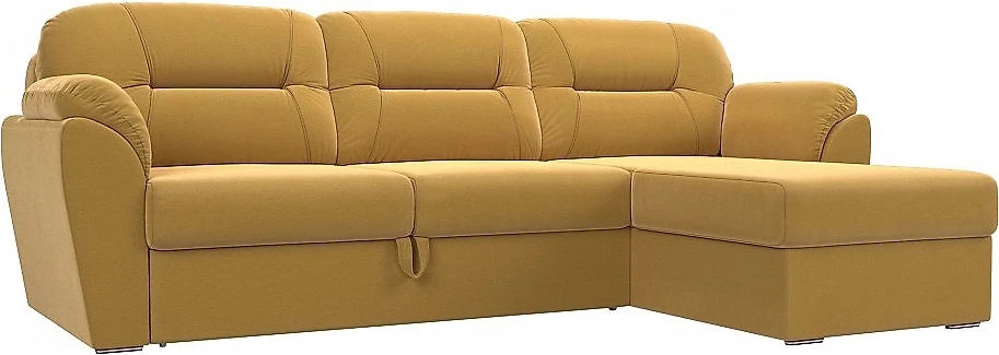 Угловой диван длиной 300 см Бостон Вельвет Еллоу