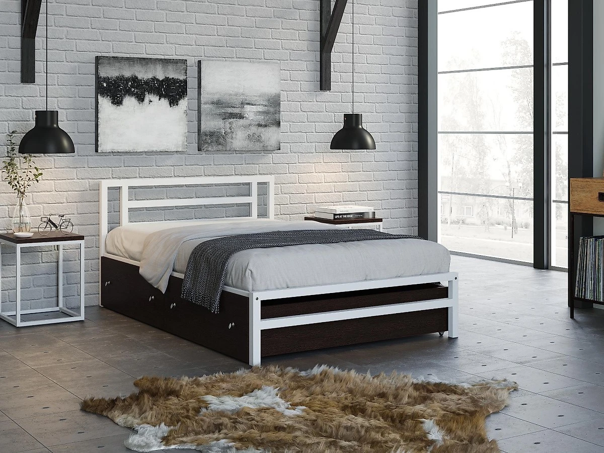 Кровать в стиле прованс Титан-120 (Мета) с ящиками