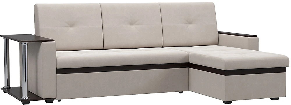 Угловой диван с кожанными подлокотниками Атланта У со столиком