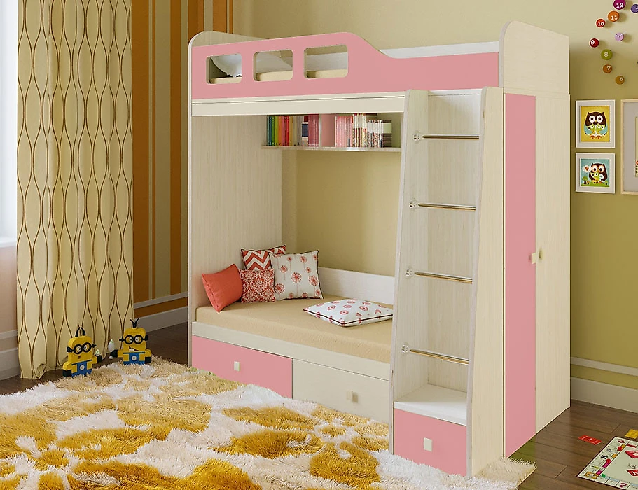 Элитная детская кровать Астра-3 (Принцесса) Розовый