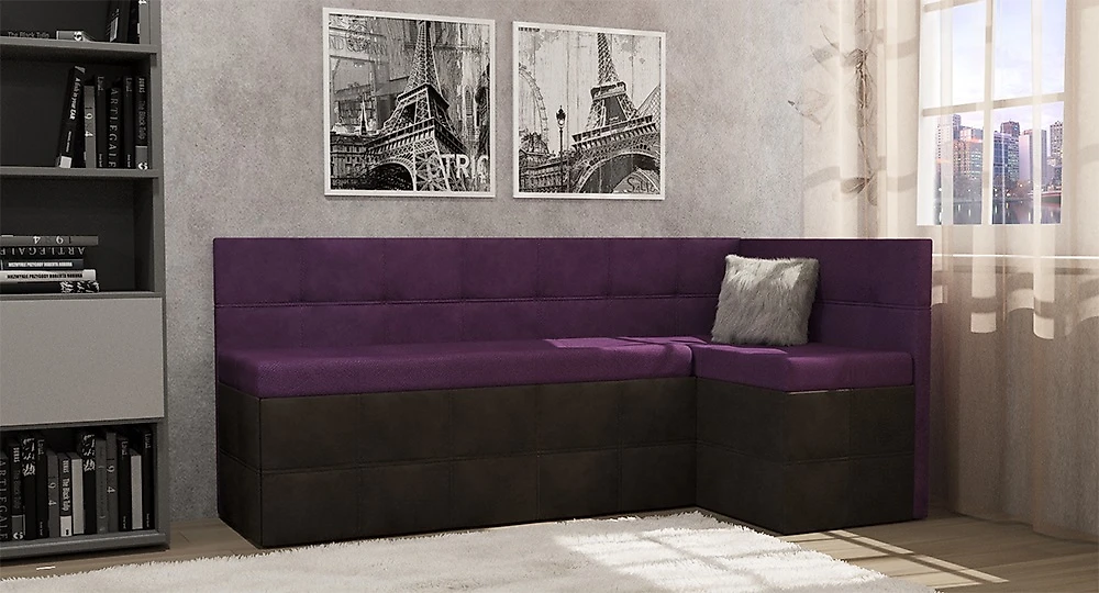 Большой выкатной диван Токио (Домино) Комби Виолет угловой