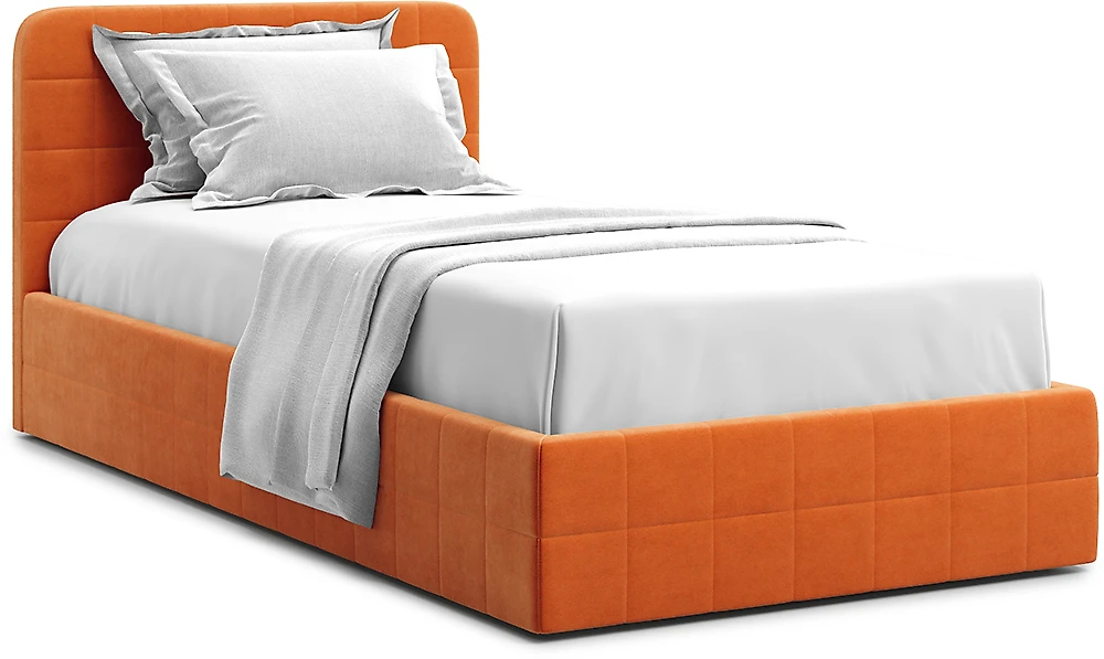 Кровать с подъемным механизмом и мягким изголовьем Адда Оранж
