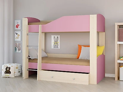 Детская кровать для девочек Астра-2 (Принцесса) Розовый