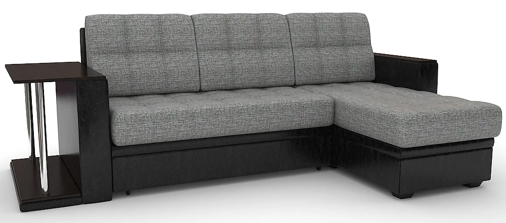 Угловой диван с левым углом Атланта-эконом Грей Блэк со столиком