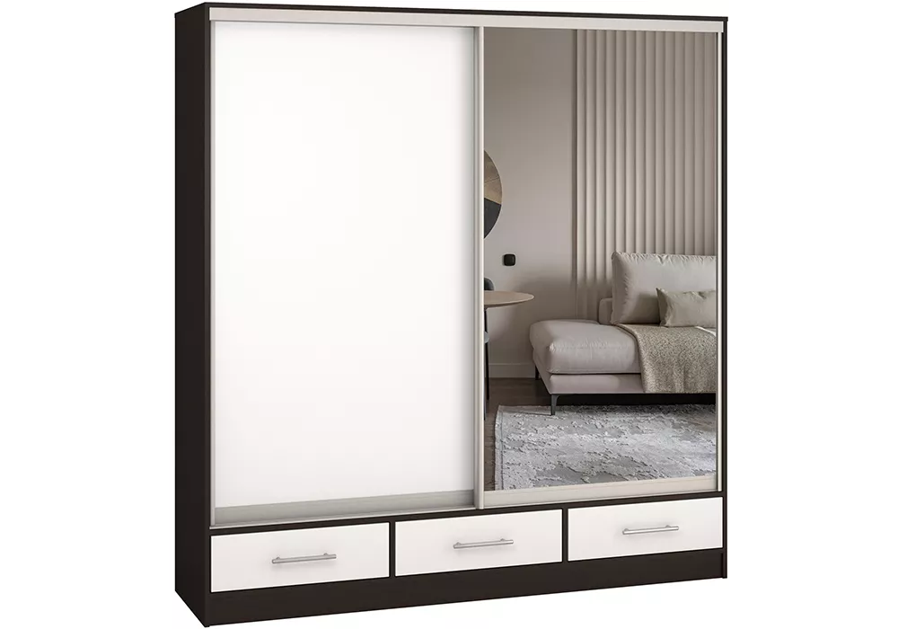 Шкаф коричневого цвета Версаль-190 Зеркало-ЛДСП Дизайн-1