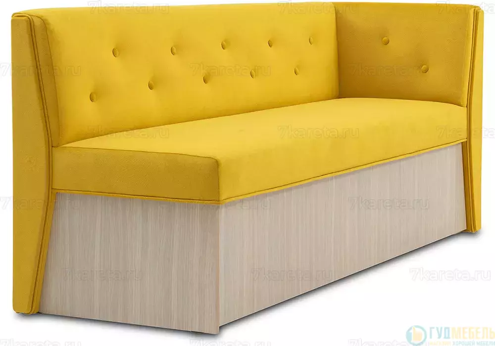 Кухонный узкий диван Верона с углом Желтый