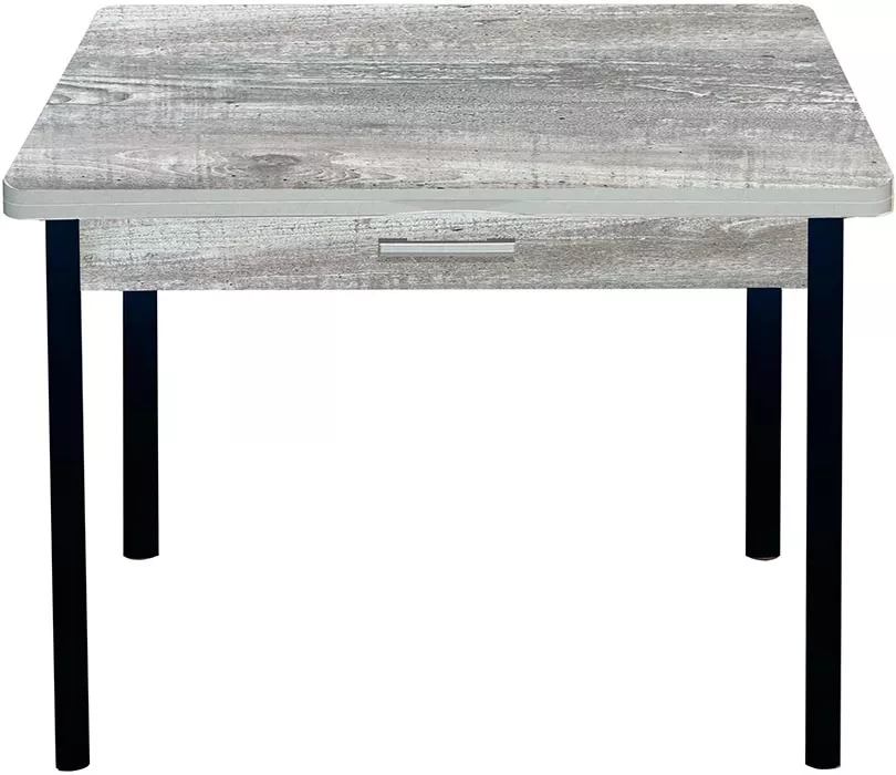 Обеденный стол  Симпл с ящиком Бетон Пайн темный-Черный расскладной