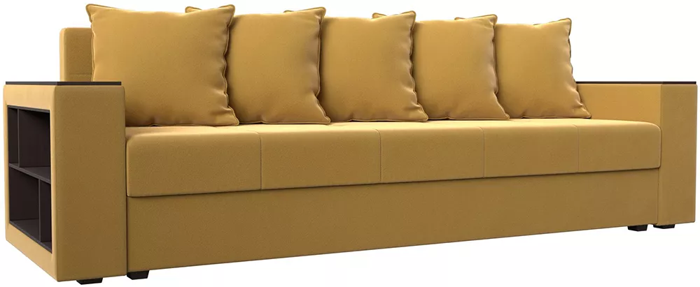 Прямой диван со столом Дубай Лайт Вельвет Еллоу