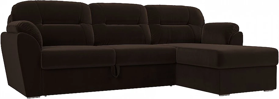 Угловой диван для ежедневного сна Бостон Вельвет Браун