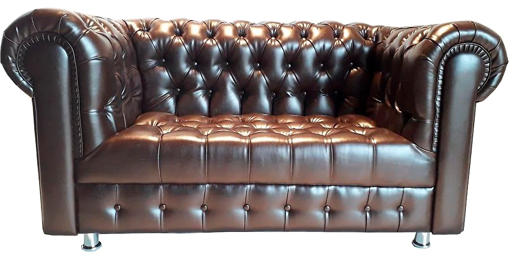 Кожаный диван Лофт Честер-2 Браун