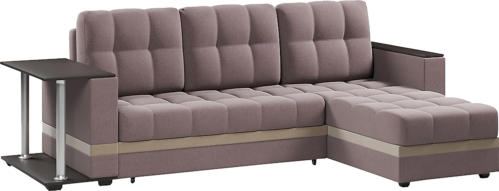 Угловой диван с ящиком в подлокотниках Атланта Классик Ява со столиком