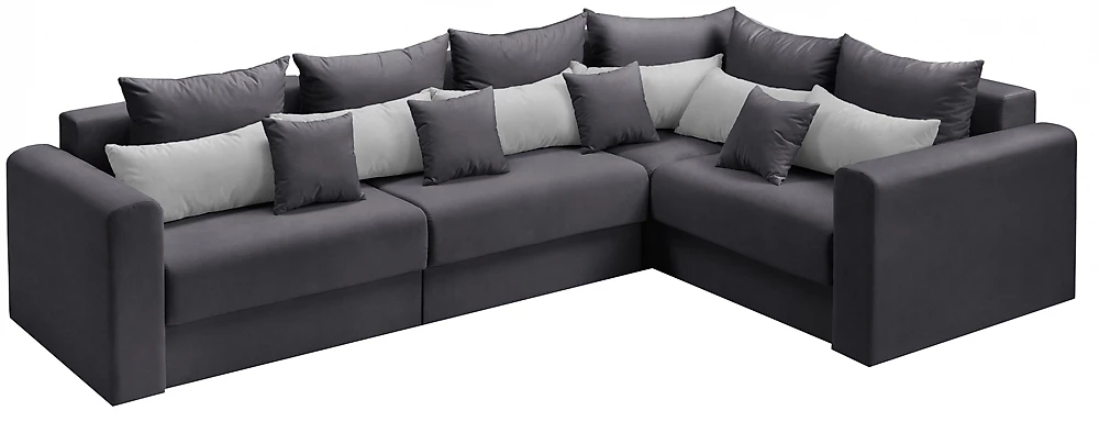 Угловой диван с независимым пружинным блоком Манхеттен Лонг Грей