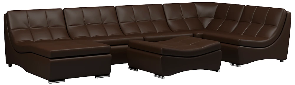 Модульный диван с оттоманкой  Монреаль-7 Дизайн 1 кожаный