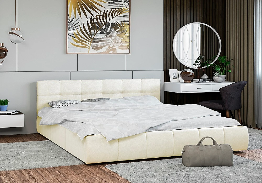 Двуспальная кровать с матрасом в комплекте Венера-1 - (Афина) Кантри Милк 140х200 с матрасом