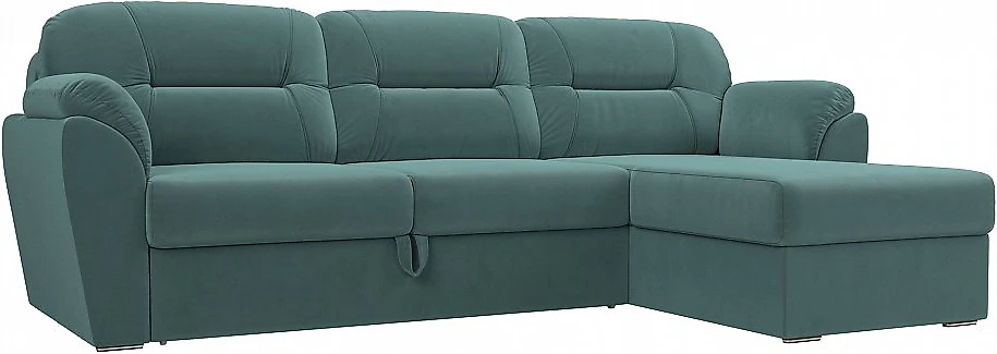 Угловой диван с правым углом Бостон Плюш Бирюза