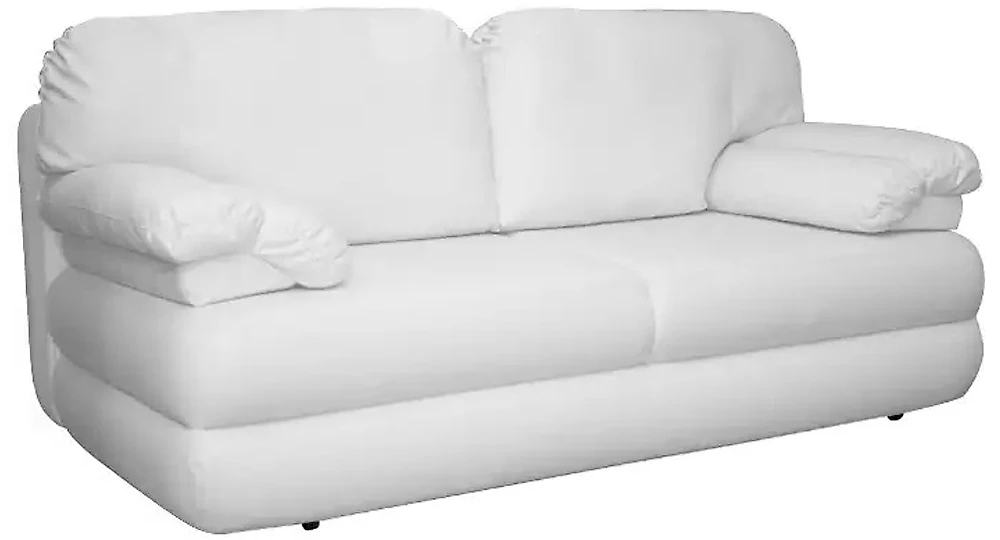 Белый прямой диван Титан кожаный