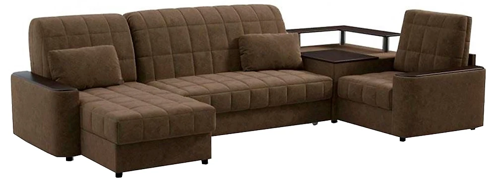 угловой диван с металлическим каркасом Даллас П-образный Шоколад