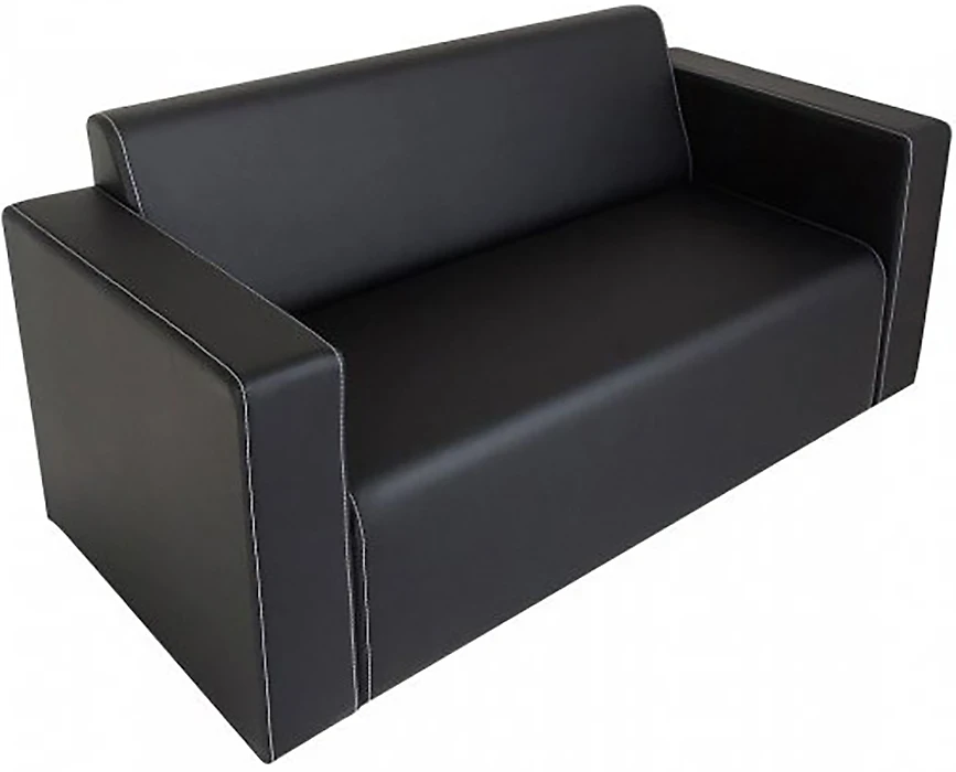 Чёрный кожаный диван Орион Блэк с подлокотниками