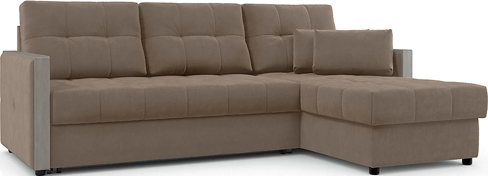 Угловой диван с ящиком для белья Мадрид Плюш Браун