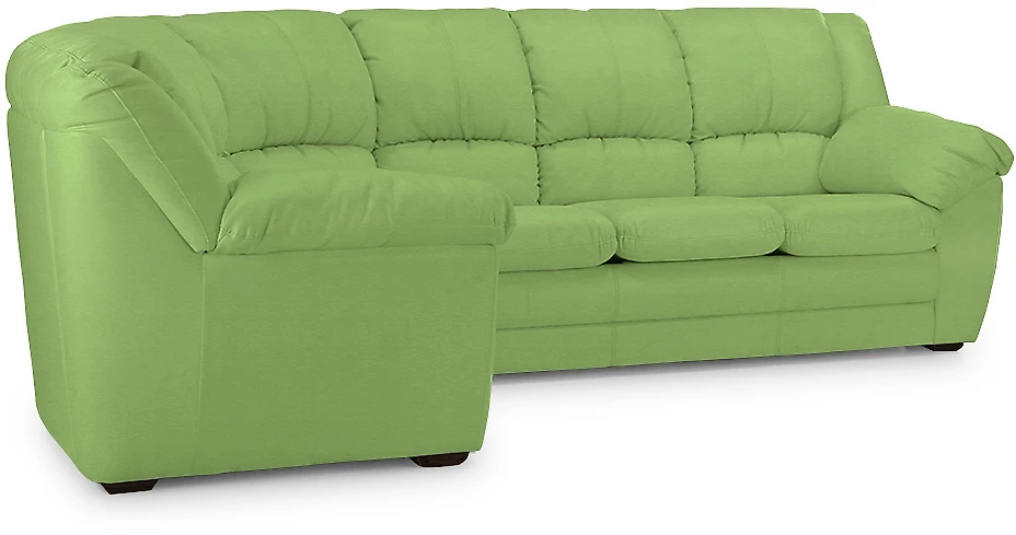 Зелёный угловой диван Оберон Дизайн 2 кожаный