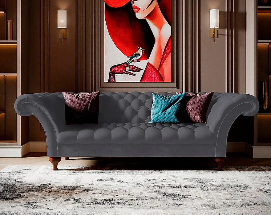 Прямой диван серого цвета Chester Lux Дизайн 4