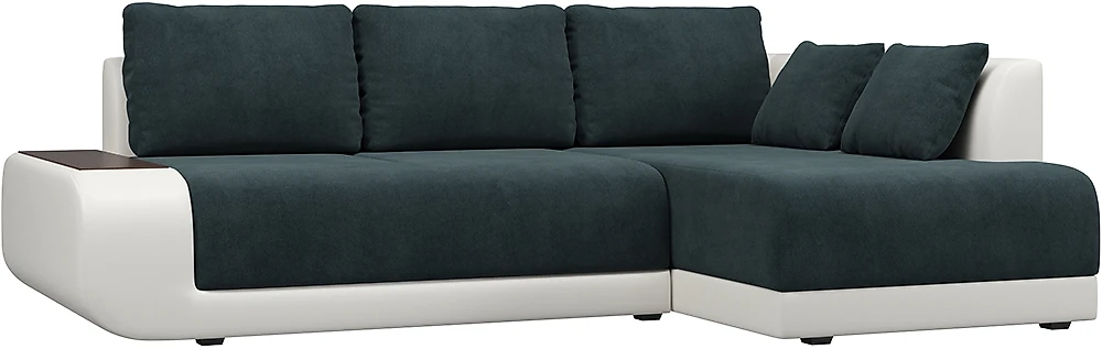 Угловой диван с кожанными подлокотниками Нью-Йорк Индиго