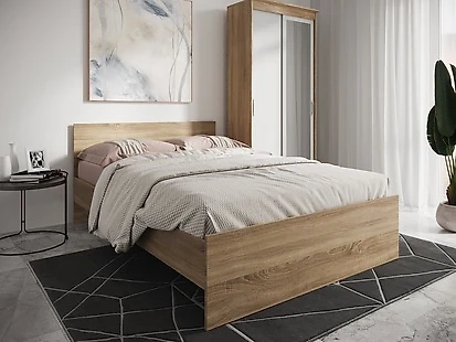 Двуспальная кровать с матрасом в комплекте Николь Сонома-140 с матрасом