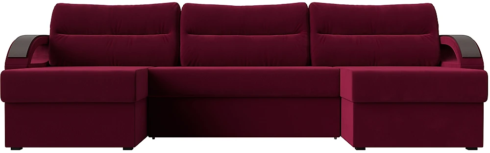 Угловой диван с подушками Форсайт Вельвет Бордо
