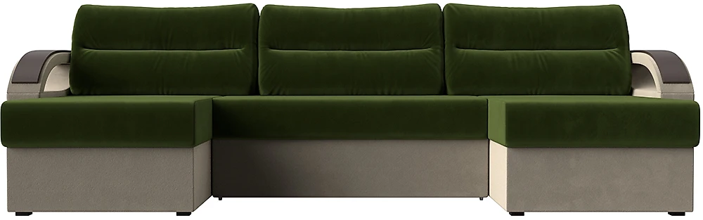 Угловой диван с подушками Форсайт Вельвет Грин-Беж