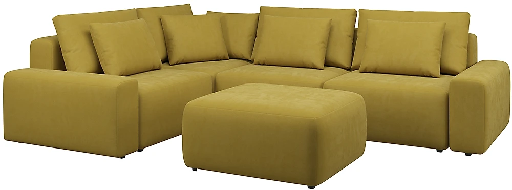 Угловой диван для офиса Гунер-1 Плюш Мастард нераскладной