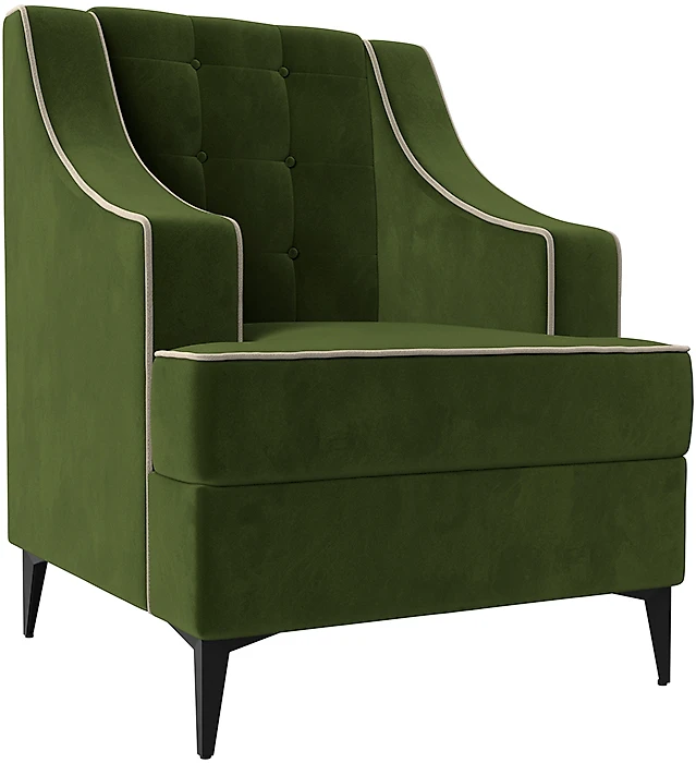 Зелёное кресло Марк Вельвет Зеленый-Бежевый