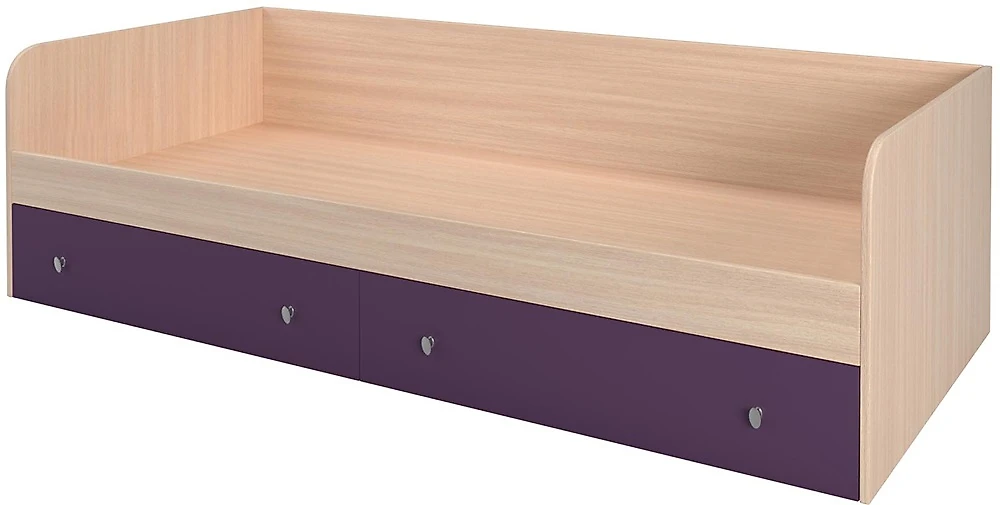 Детская кровать с ящиками для хранения Астра (Дельфин) Фиолетовый одноярусная