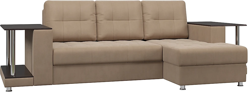 Угловой диван с левым углом Атланта Дабл Плюш Сахара