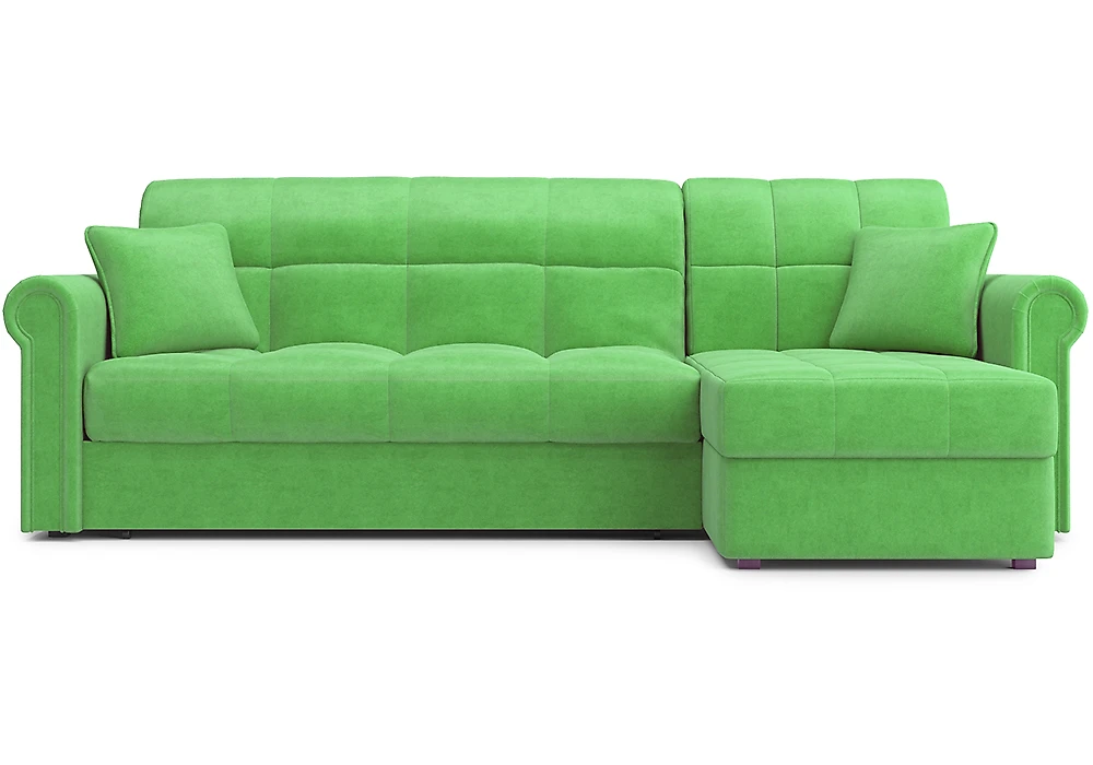 Зелёный угловой диван Мадрид с оттоманкой Дизайн 5