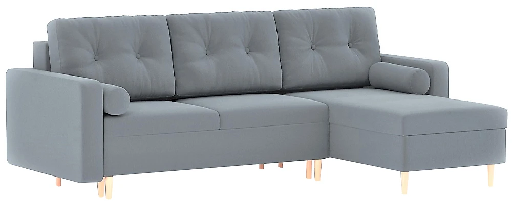 Угловой диван с независимым пружинным блоком Белфаст Плюш Лайт Грей