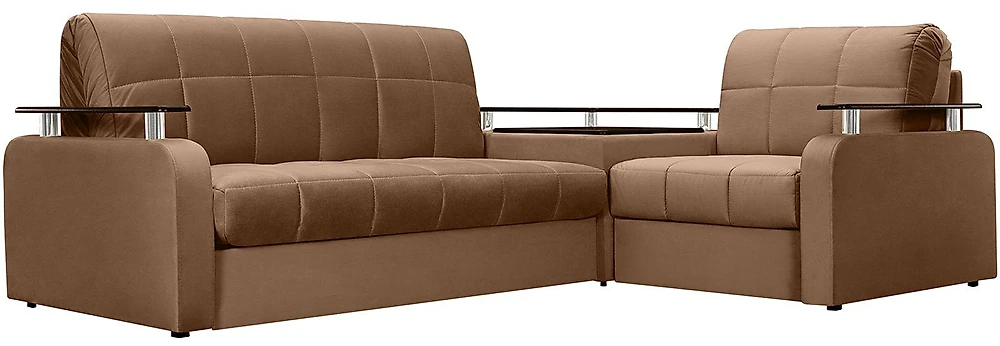 угловой диван с металлическим каркасом Карина-2 Плюш Шоколад