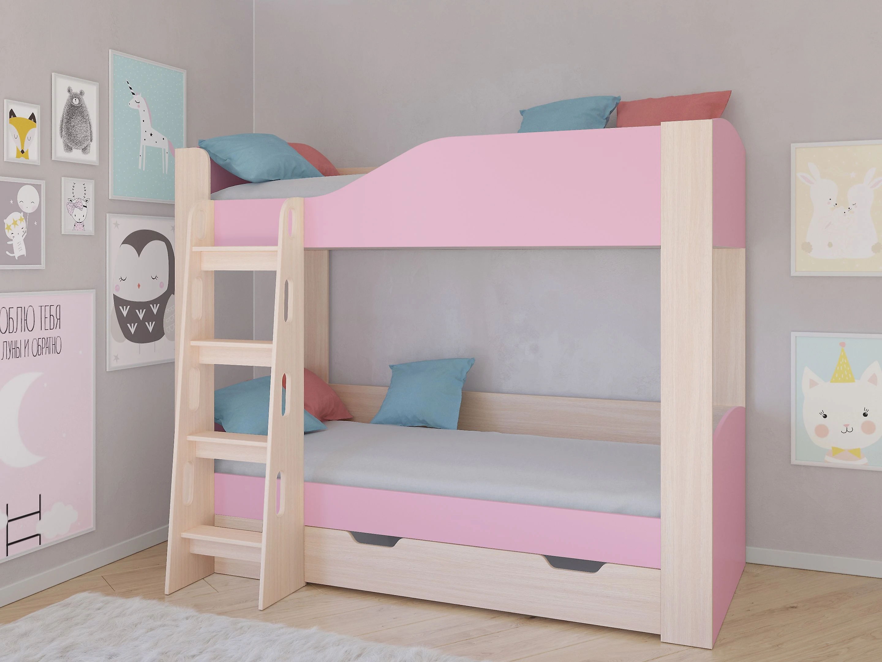 Кровать 80х190 см Астра-2 (Принцесса) Розовый
