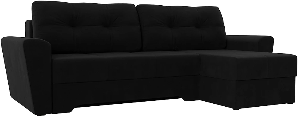 Угловой диван из комбинированного материала Амстердам Вельвет Блэк