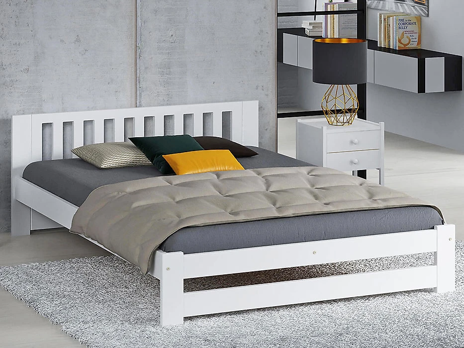 кровать белого цвета Цюрих-2 90х200 с матрасом