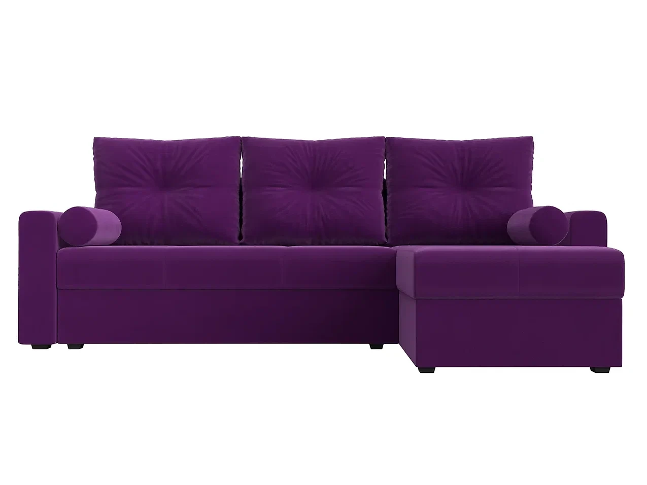 Угловой диван с левым углом Верона Лайт Вельвет Фиолет