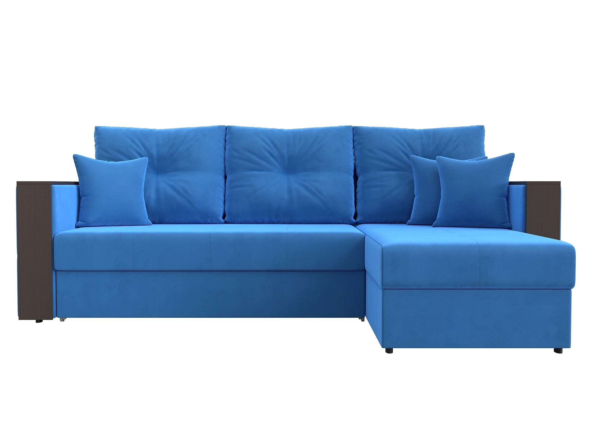 Угловой диван голубой Валенсия Плюш Дизайн 3
