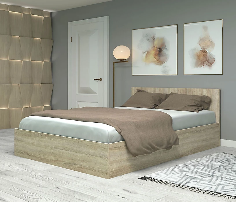 Бежевая двуспальная кровать Фреш КРФР-3-ПМ-1400 Дизайн-2