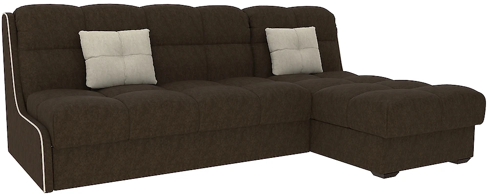 угловой диван с металлическим каркасом Тахко-БП Плюш Шоколад