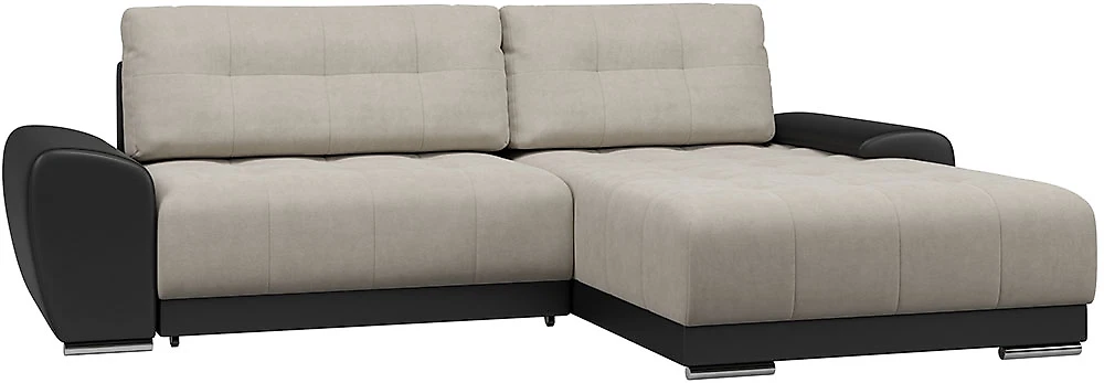Угловой диван с подлокотниками Пуэрто Плюш Крем Блэк