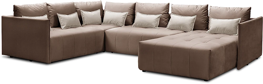 Угловой диван с независимым пружинным блоком Чилетти П-образный Беж