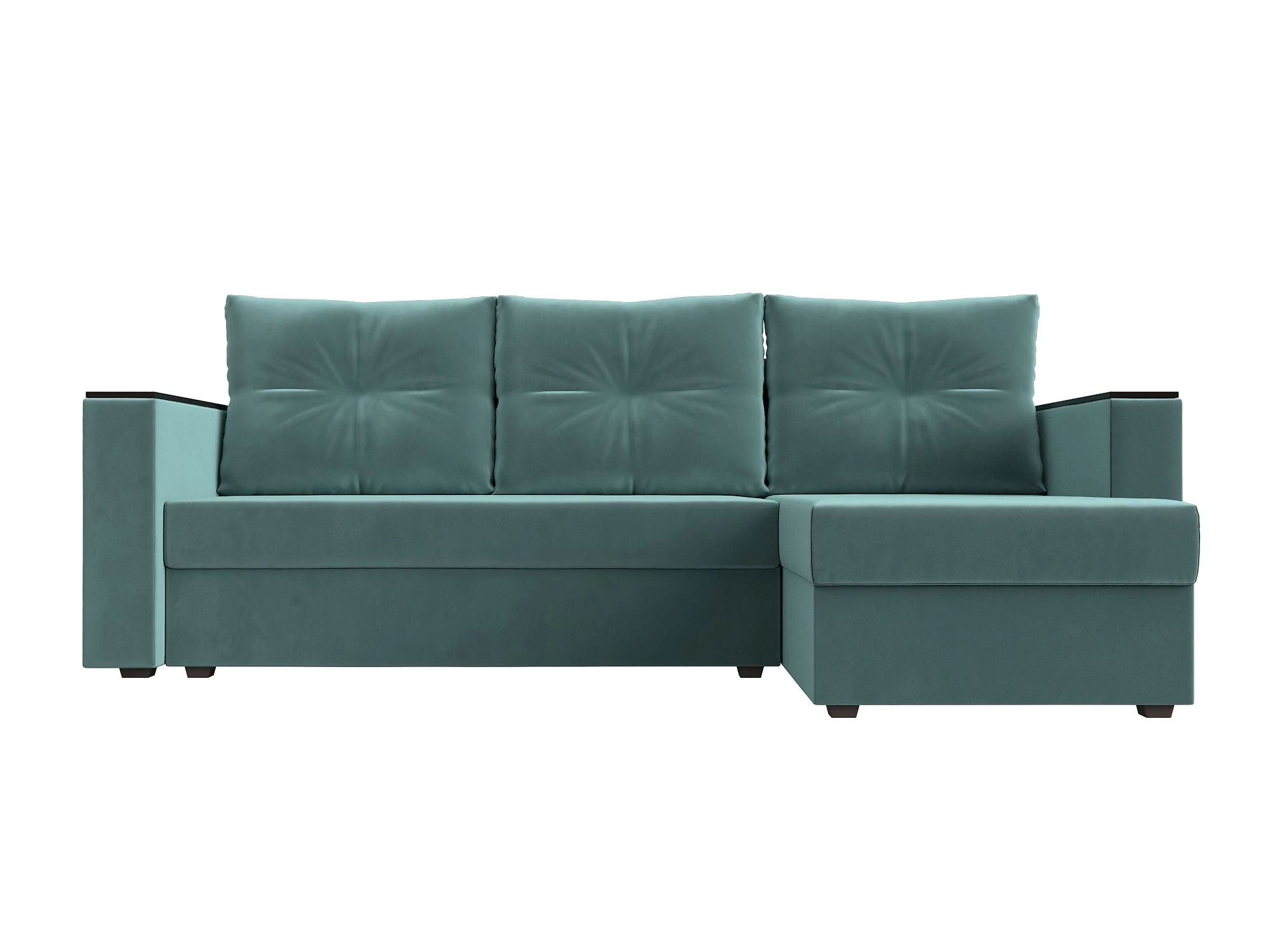 Угловой диван с ящиком для белья Атланта Лайт Плюш без стола Дизайн 2