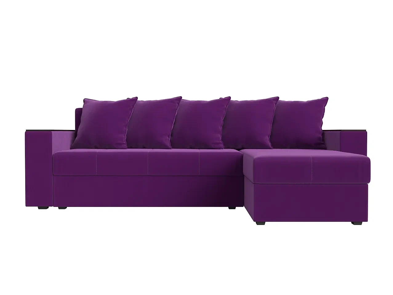 Угловой диван из комбинированного материала Дубай Лайт Вельвет Фиолет